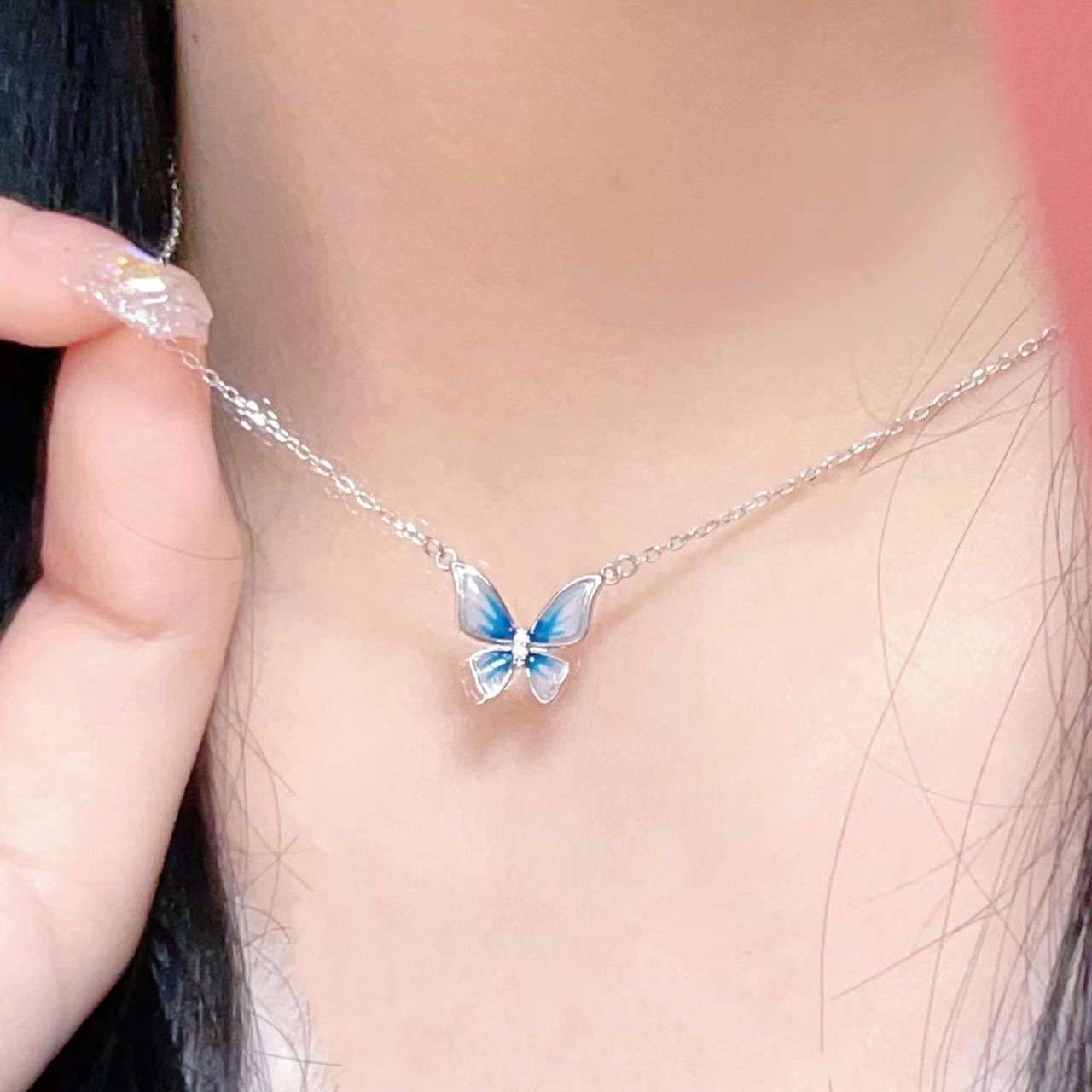 Picture of New Blue Silver  Color Flower Adjustable Chain for Women Blue 
