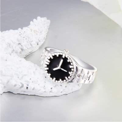 Picture of Woman Ring Watch-Shape Rings Finger Ring Watch Gift Romantic Girlfriend Favorite Elegant Ladies Ring Fashionable Silver 