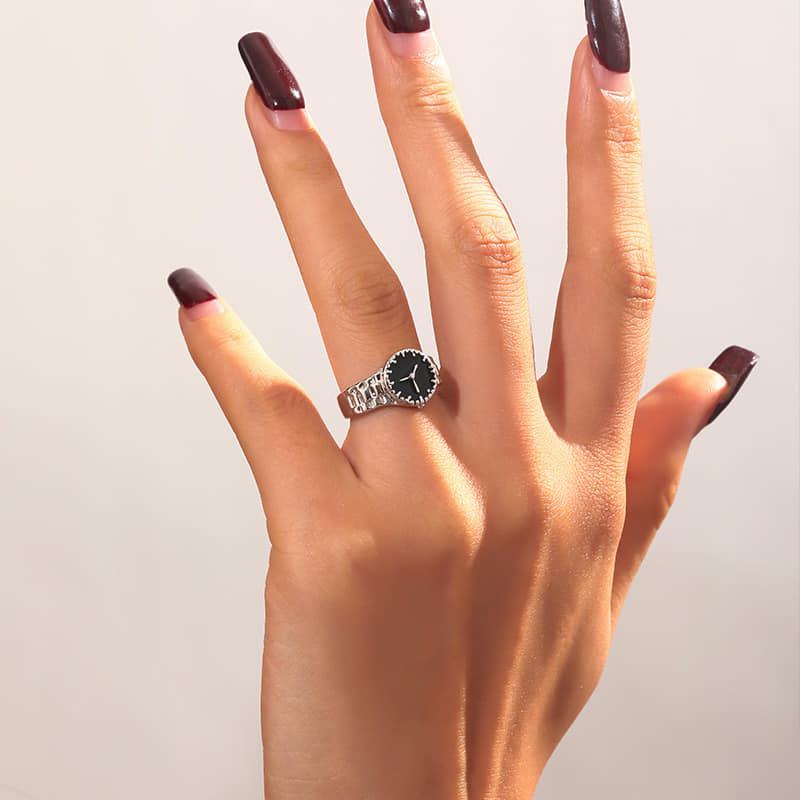 Picture of Woman Ring Watch-Shape Rings Finger Ring Watch Gift Romantic Girlfriend Favorite Elegant Ladies Ring Fashionable Silver 