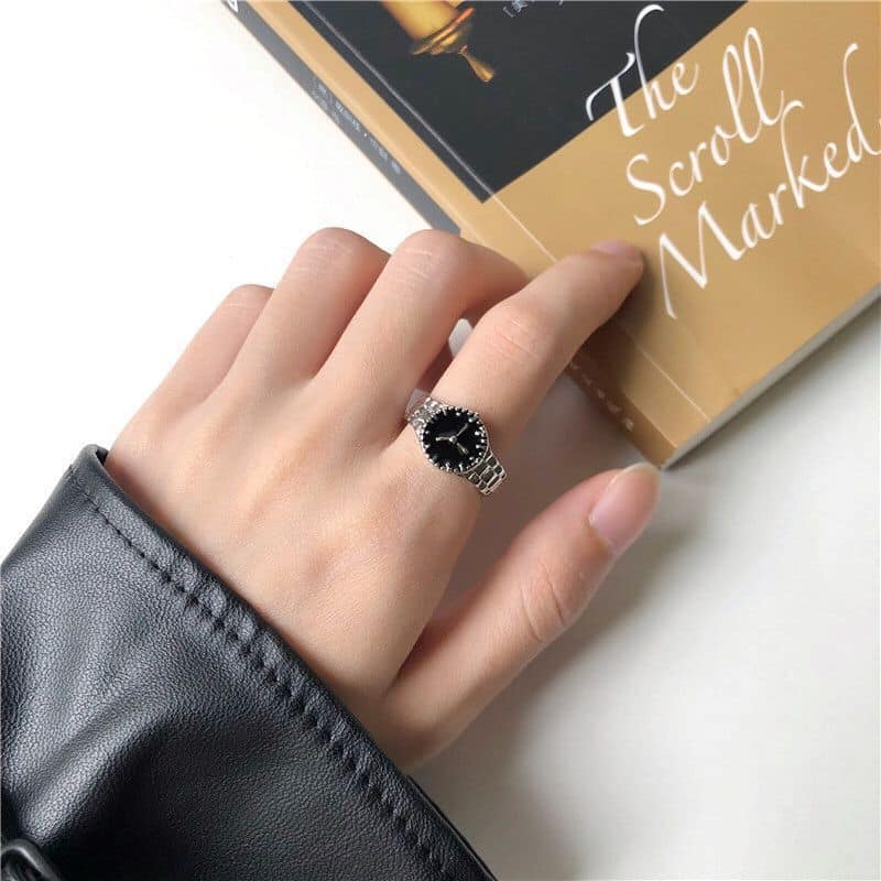 Picture of Woman Ring Watch-Shape Rings Finger Ring Watch Gift Romantic Girlfriend Favorite Elegant Ladies Ring Fashionable Silver 