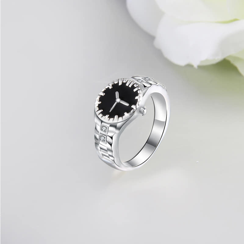 Picture of Woman Ring Watch-Shape Rings Finger Ring Watch Gift Romantic Girlfriend Favorite Elegant Ladies Ring Fashionable Silver 