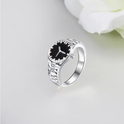 Picture of Woman Ring Watch-Shape Rings Finger Ring Watch Gift Romantic Girlfriend Favorite Elegant Ladies Ring Fashionable Silver 