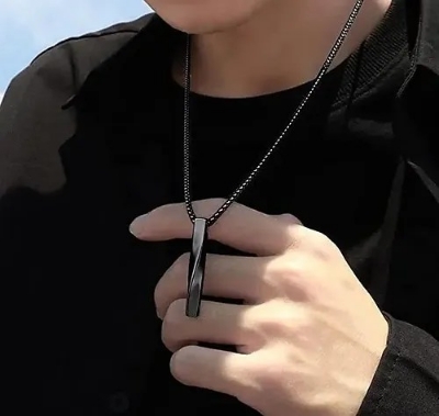 Picture of Collier Neck Chain for Men & Boys - Stainless Steel - Long Necklace - Pendant - Locket - Accessories for Everyday Wear Black 