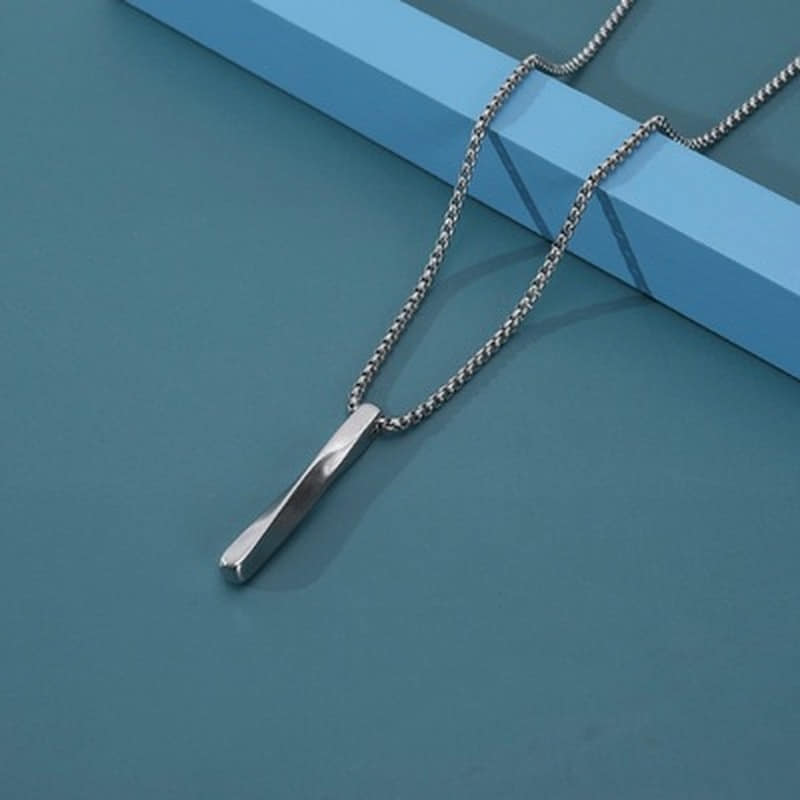 Picture of Steel Vertical Bar Pendant Necklaces For Men - Silver Silver 