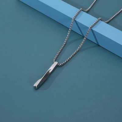 Picture of Steel Vertical Bar Pendant Necklaces For Men - Silver Silver 