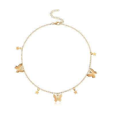 Picture of New Butterfly Choker Necklaces Chain For Women Gold 