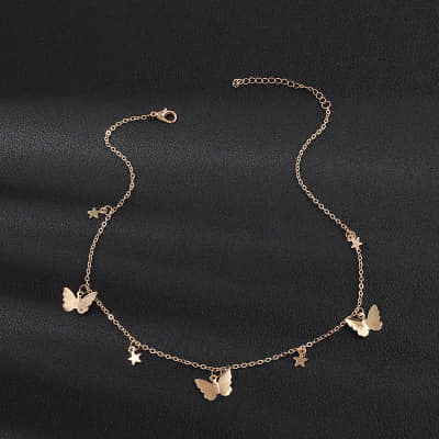 Picture of New Butterfly Choker Necklaces Chain For Women Gold 