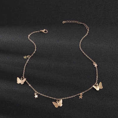 Picture of New Butterfly Choker Necklaces Chain For Women Gold 