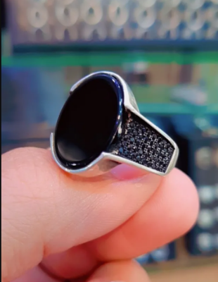Picture of Black Stylish Stainless Steel Ring For Men Black 