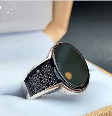 Picture of Black Stylish Stainless Steel Ring For Men Black 