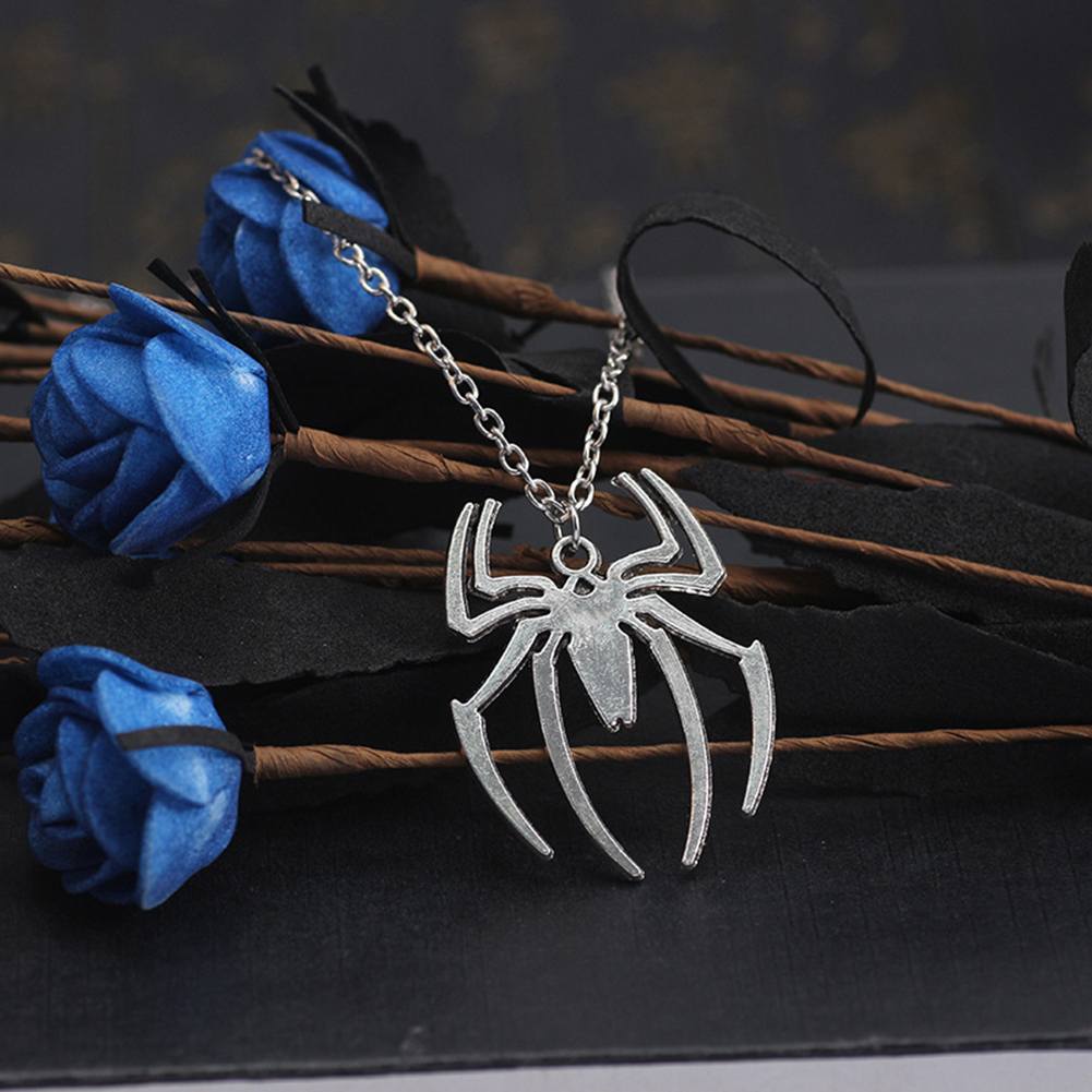 Picture of Spider Halloween Pendants Chain Short Long Mens Silver Color Necklace Jewelry Gift For Men Silver 