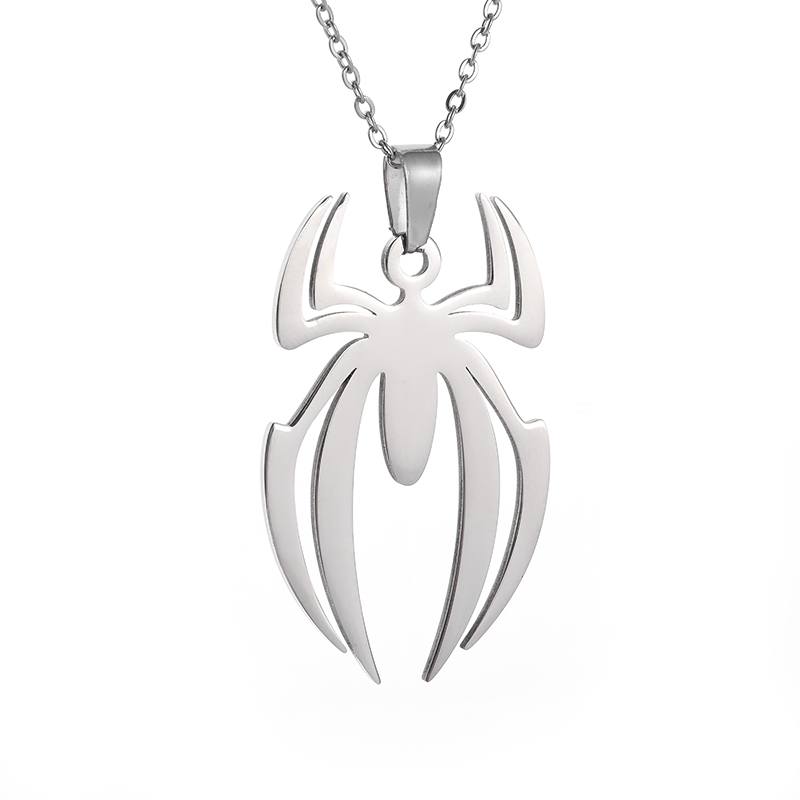 Picture of Spider Halloween Pendants Chain Short Long Mens Silver Color Necklace Jewelry Gift For Men Silver 