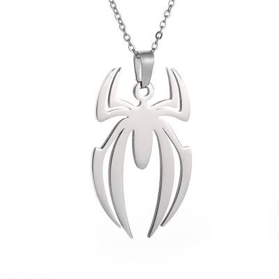 Picture of Spider Halloween Pendants Chain Short Long Mens Silver Color Necklace Jewelry Gift For Men Silver 