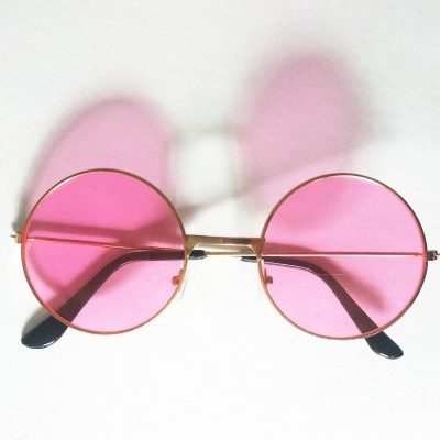 Picture of Trendy 70s Style Pink Sunglasses  Lightweight & Comfortable Eyewear for a Groovy Vibe Light pink 
