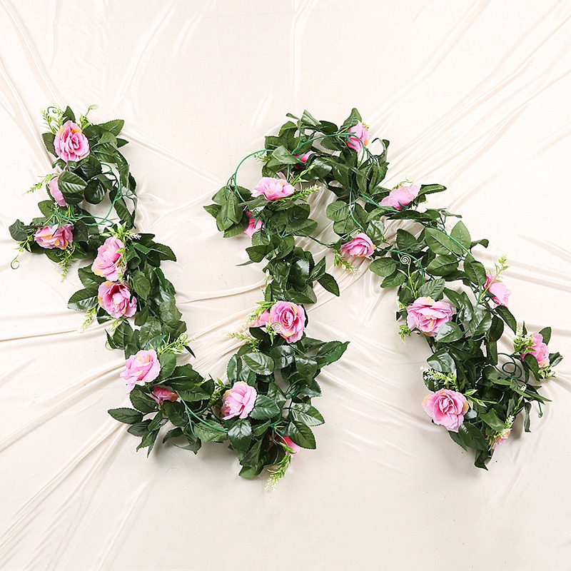 Picture of Charming Cottagecore: Artificial Floral Letter M with Pink Roses & Leaves Pink 