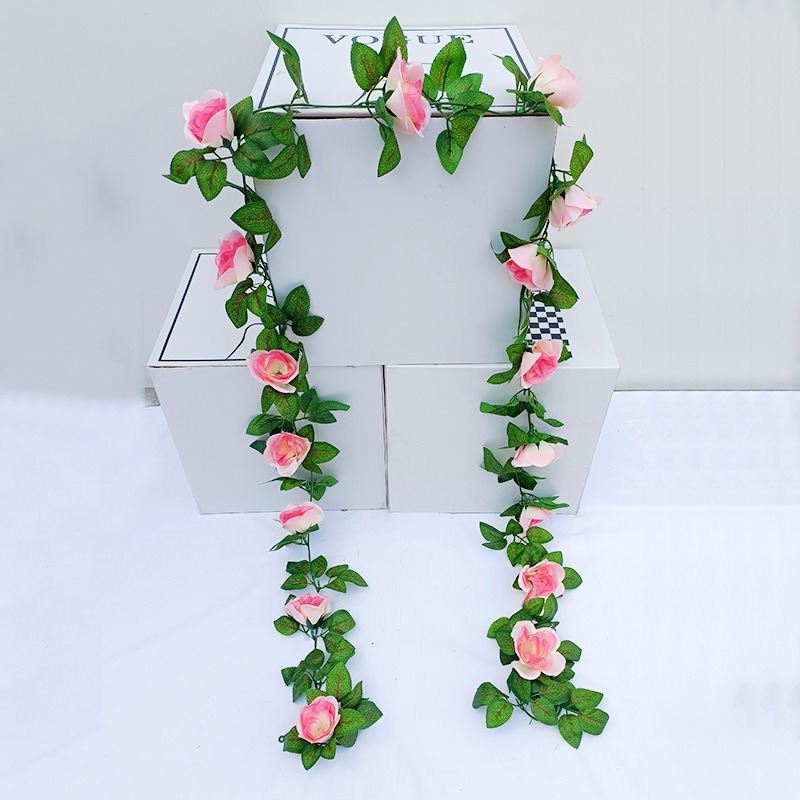 Picture of Charming Cottagecore: Artificial Floral Letter M with Pink Roses & Leaves Pink 