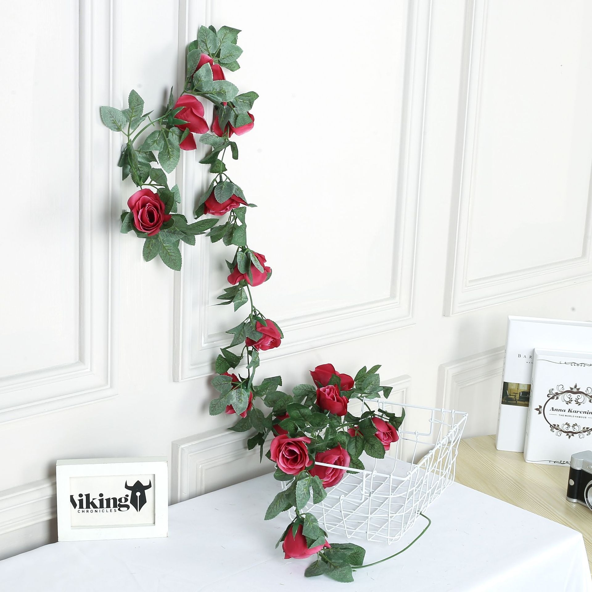 Picture of Blossoming Beauty: Artificial Red Rose & Greenery Monogram Letter Red 