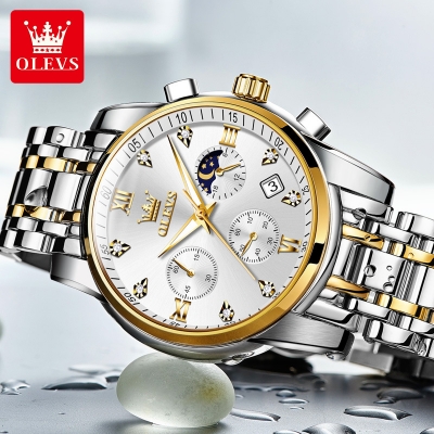 Picture of OLEVS Watch For Men Waterproof Business Dress Analog Quartz Calendar Wristwatch Luxury Brand Date Sport Leather Luminous Clock  
