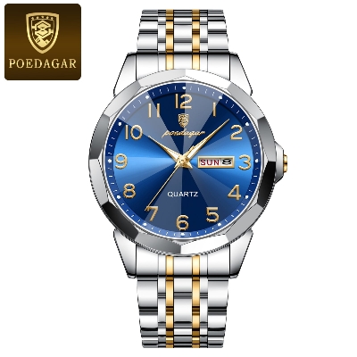 Picture of High-End Men’s Fashion Watch with Brown Leather Strap and Gold Finish  