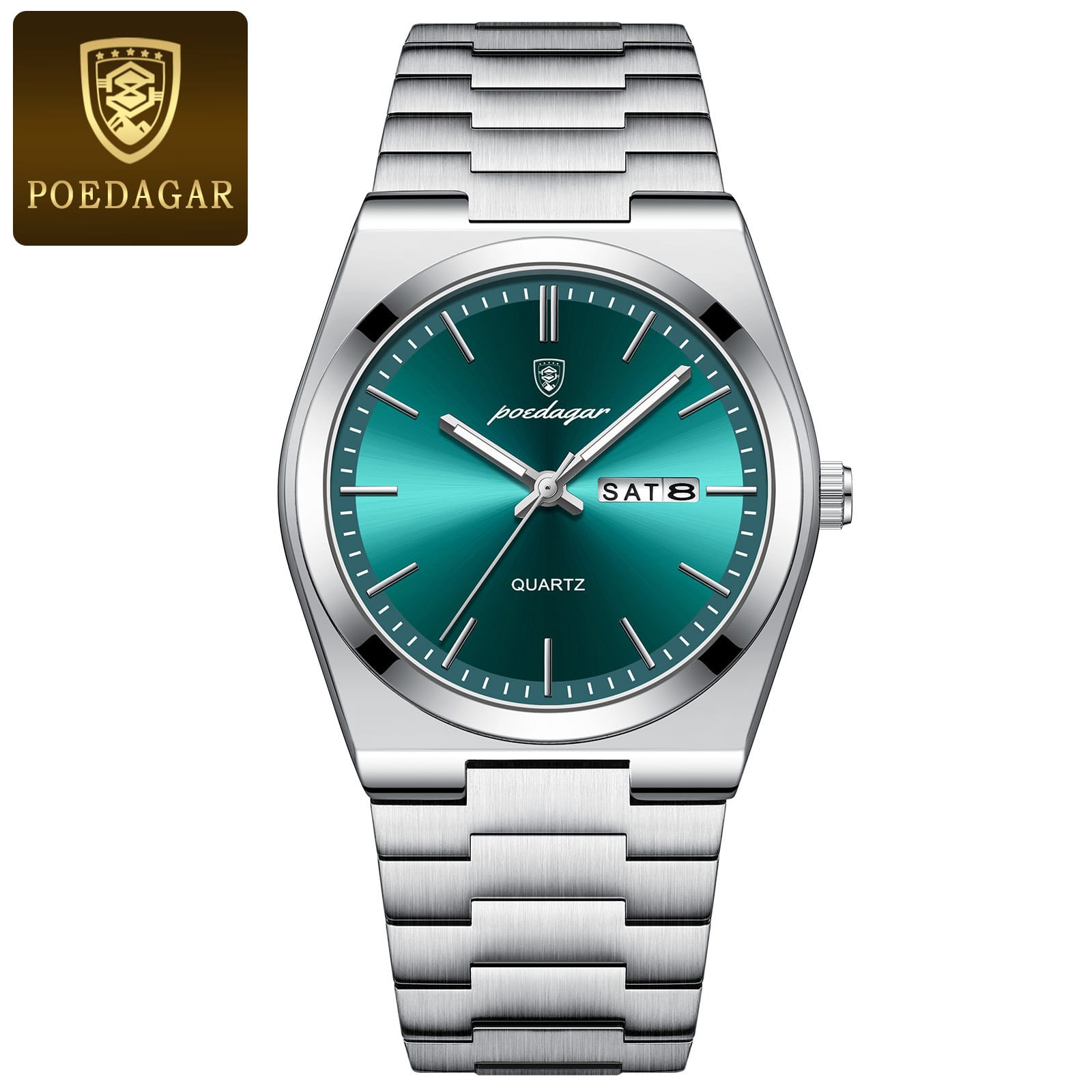 Picture of Poedagar Men’s Dress Watch with Green Dial and Crystal Hour Dots  