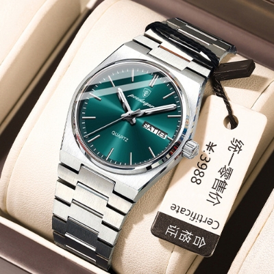 Picture of Poedagar Men’s Dress Watch with Green Dial and Crystal Hour Dots  