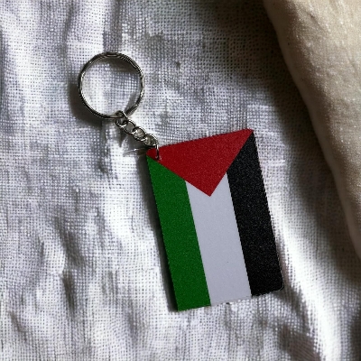 Picture of Flag Keychain Palestinians Flags Key Ring - Double Sided Acrylic D Shape Car Key chain Gifts  