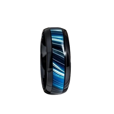 Picture of Stylish Men's Stainless Steel Finger Ring Blue 