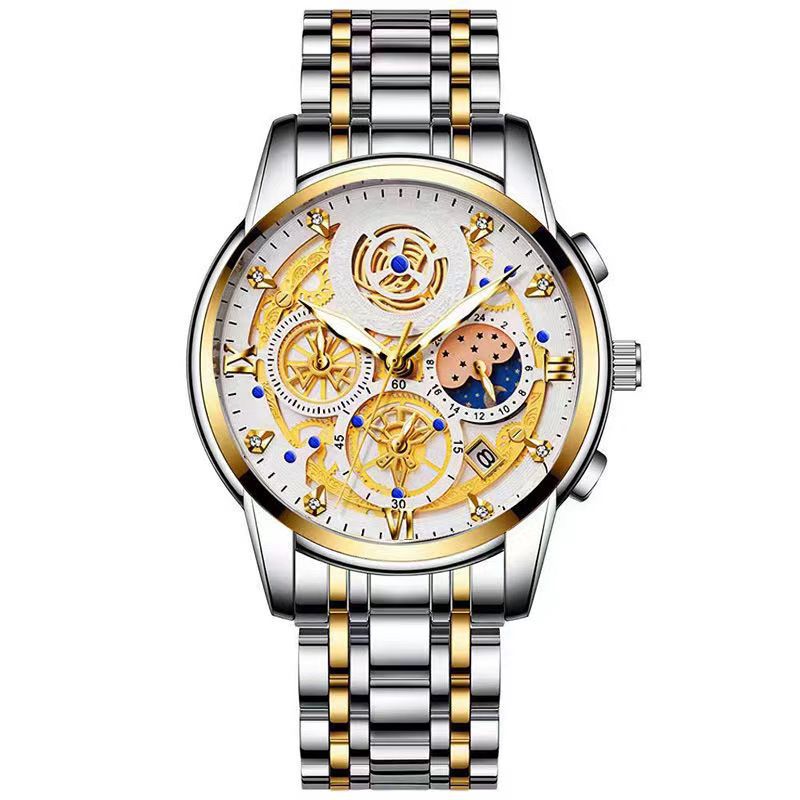 Picture of Sophisticated Business Watch with Dual Calendar and Golden Trim  