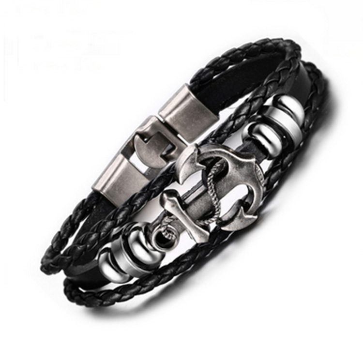 Picture of new stylish mens Bracelet for fashion Black 21 CM