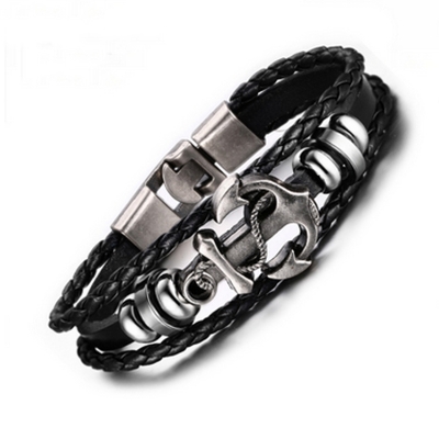 Picture of new stylish mens Bracelet for fashion Black 21 CM