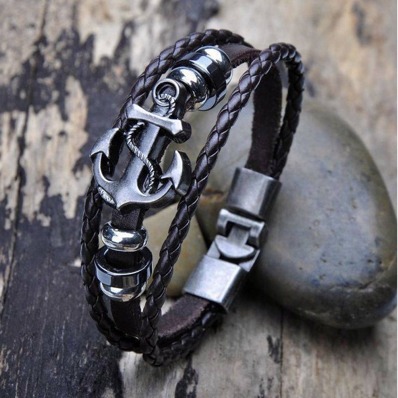 Picture of new stylish mens Bracelet for fashion Black 21 CM