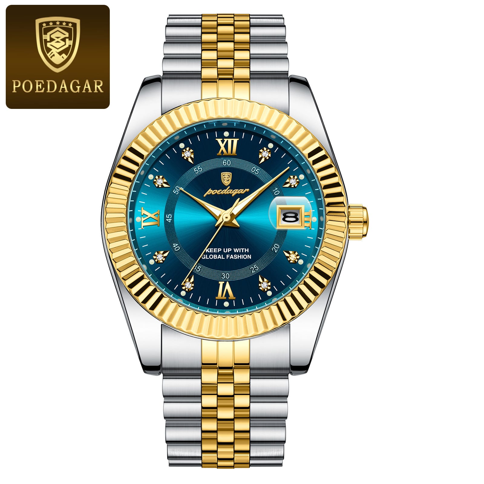 Picture of High-End Men’s Fashion Watch with Brown Leather Strap and Gold  