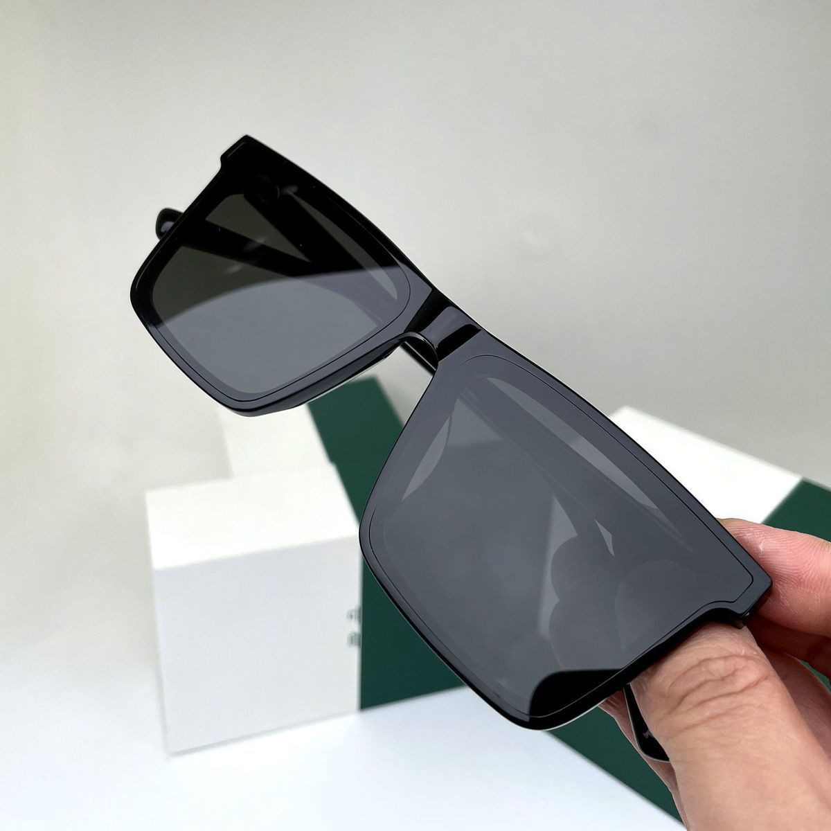 Picture of Standard Frame Sunglasses Men Women Vintage Square Sun Glasses Brand Designer Concave Mirror Black Eyewear Shades  Black
