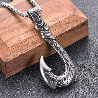 Picture of Highly Sustainable - Trendy Simple Stainless Steel Chain Jewellery Gift For Men - Durabilty Assured - Well Inspired & Crafted Fish Hook Silver 