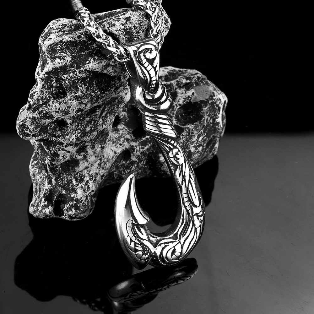 Picture of Highly Sustainable - Trendy Simple Stainless Steel Chain Jewellery Gift For Men - Durabilty Assured - Well Inspired & Crafted Fish Hook Silver 