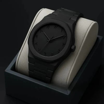 Picture of Aura Men’s Matte Black Analog Watch With Arabic Numerals  