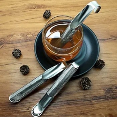 Picture of Green Tea Strainer Stainless Steel Tea Infuser Hanging Pipe Design Silver 