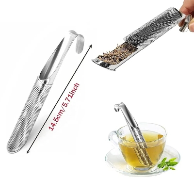Picture of Green Tea Strainer Stainless Steel Tea Infuser Hanging Pipe Design Silver 