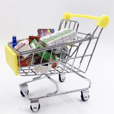 Picture of Mini Supermarket Handcart, Shopping Trolley Toy Storage Container Toys Mini Carts Showpiece  