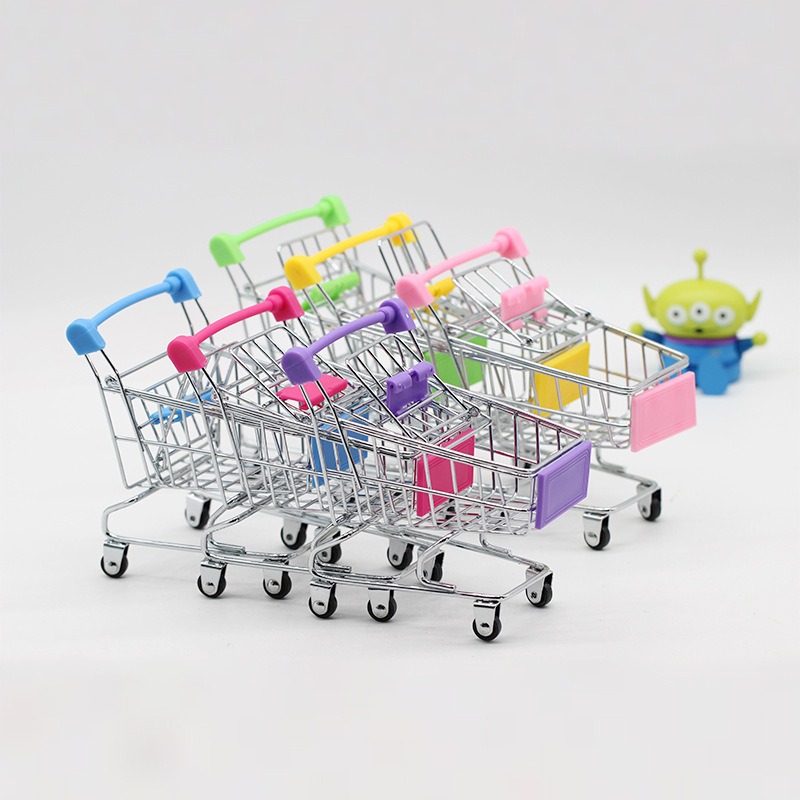 Picture of Mini Supermarket Handcart, Shopping Trolley Toy Storage Container Toys Mini Carts Showpiece  