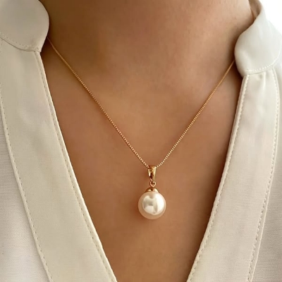 Picture of 3 Pcs Round Pearl Jewelry Set Of Earring Pendant Necklace For Women Exquisite Fashion Rhinestone Double Wedding Jewelry Set Gift Gold 
