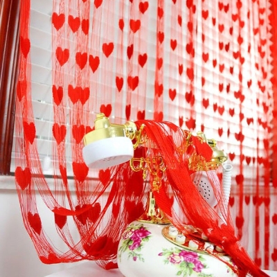 Picture of Love Heart Shaped Net Curtain/Porda -  Porda pink Red Purple  