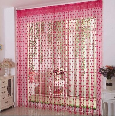 Picture of Love Heart Shaped Net Curtain/Porda -  Porda pink Red Purple  