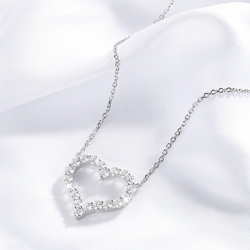 Picture of Love Shape Pendant Necklace for Women and Girls, Gold Plated Titanium Chain, Stylish and Elegant Design Silver 