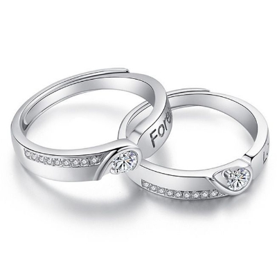 Picture of Couple Ring Set 2 Pcs King And Queen Design Bands for Men And Women Wedding Engagement Rings Jewelry Adjustable 