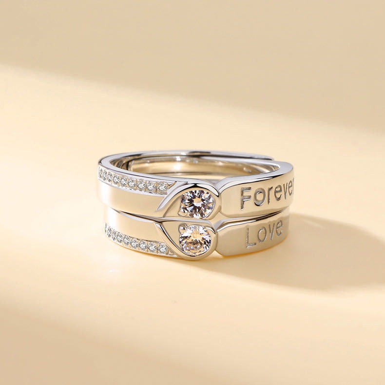 Picture of Couple Ring Set 2 Pcs King And Queen Design Bands for Men And Women Wedding Engagement Rings Jewelry Adjustable 