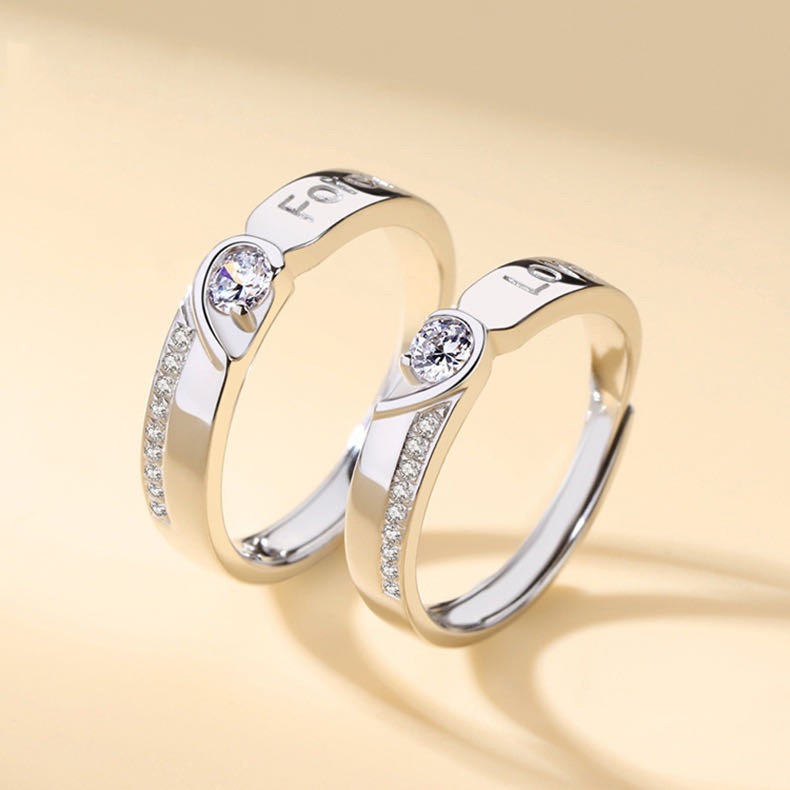 Picture of Couple Ring Set 2 Pcs King And Queen Design Bands for Men And Women Wedding Engagement Rings Jewelry Adjustable 
