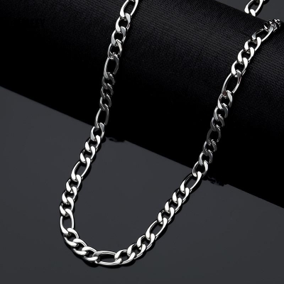 Picture of Viking Wolf Raven Pendant Necklace for Men Stainless Steel Geometric Chain Silver 