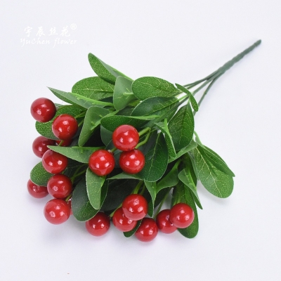 Picture of Simulated hand feeling film plant desktop decoration fake green plant Red 