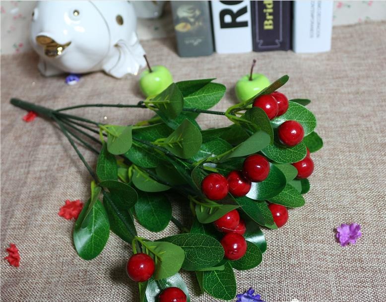 Picture of Simulated hand feeling film plant desktop decoration fake green plant Red 